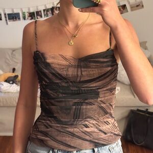 Black and tan Zara tank top